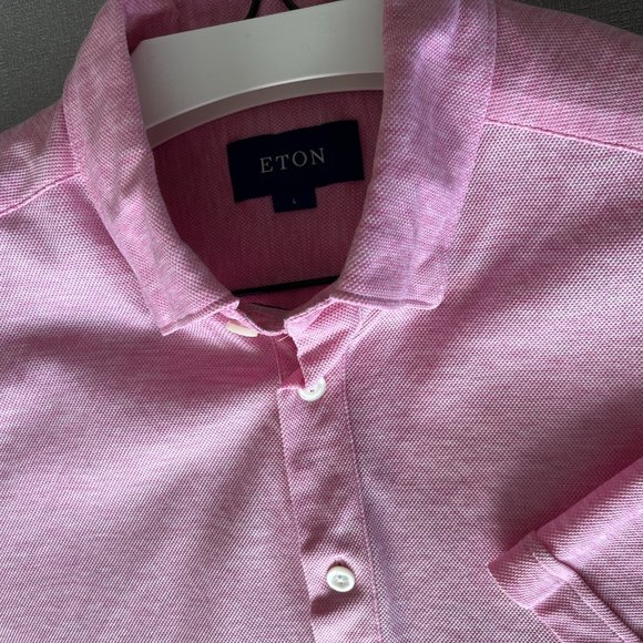 Eton Oxford Pique Contemporary Fit Popover Shirt Pink L - Picture 5 of 15